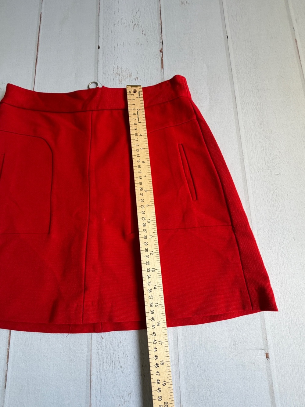 Anthropologie Maeve Red Ponte Knit A-Line Mini Skirt Pockets Size 2 - Picture 5 of 6